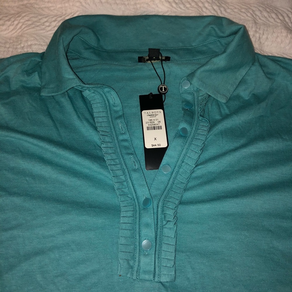 Talbots button front polo with pleasing detail